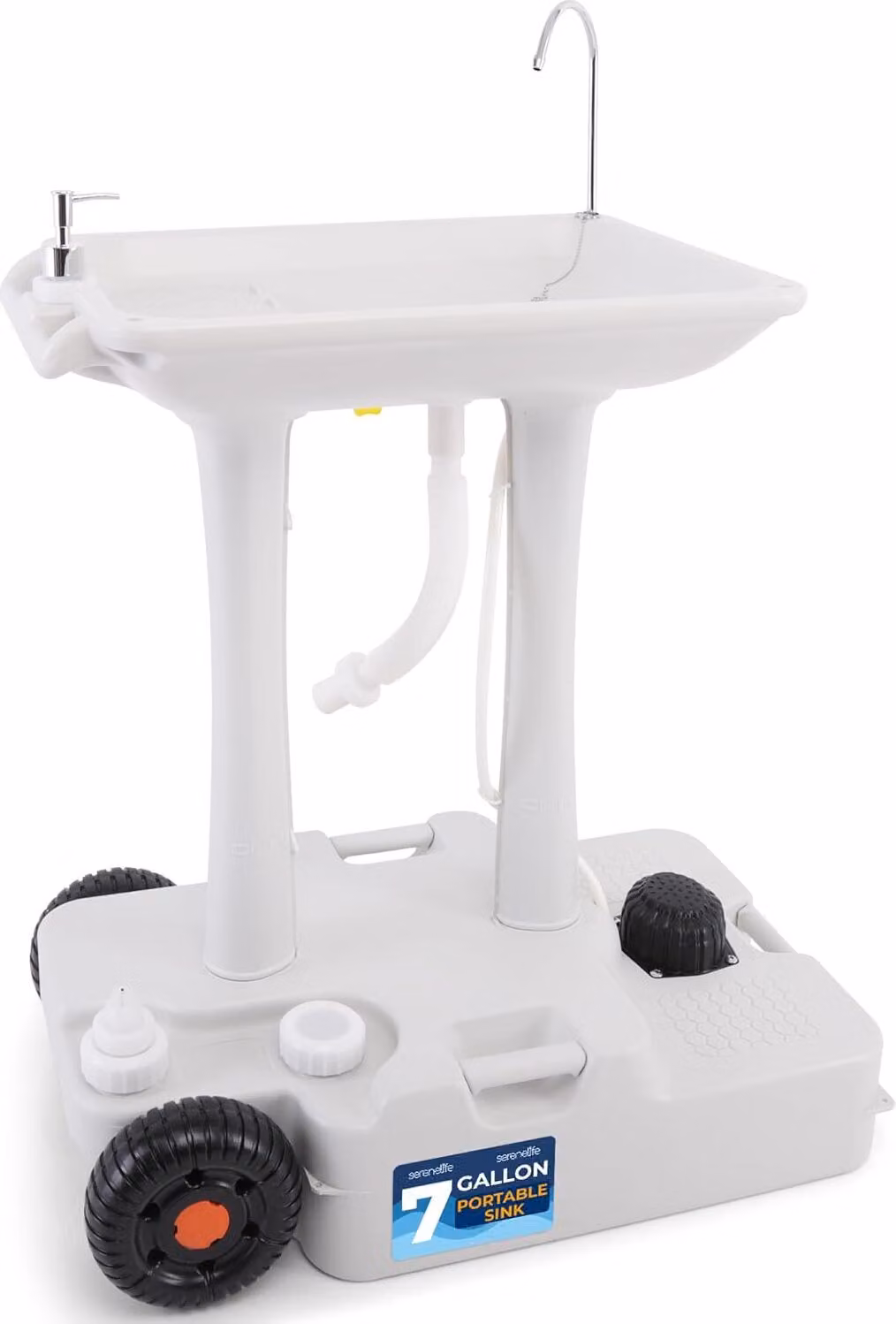SereneLife Lavandino da campeggio, serbatoio d'acqua da 30 litri, lavello, lavabo mobile con pompa a pedale, lavello da esterno, porta asciugamani incluso