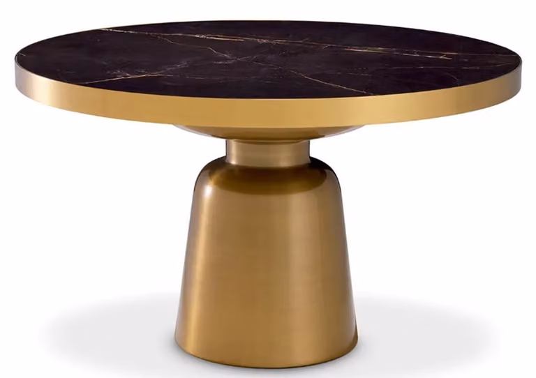 Tavolino Casa Padrino nero/ottone antico Ø 79,5 x H. 47,5 cm - Tavolino rotondo - Mobili da salotto