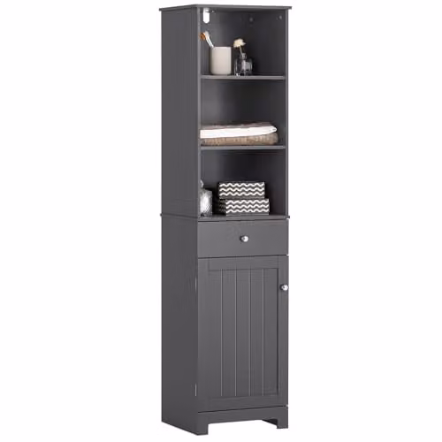 SoBuy Mobile Bagno Salvaspazio Colonna Bagno 3 Ripiani Cassetto 40x161x35cm