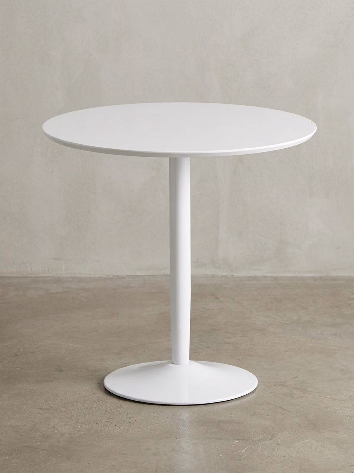 Moderno tavolo da pranzo lucido per 2 persone, gambe a forma di tromba, bianco, 75x75x74 cm | Kadima Design