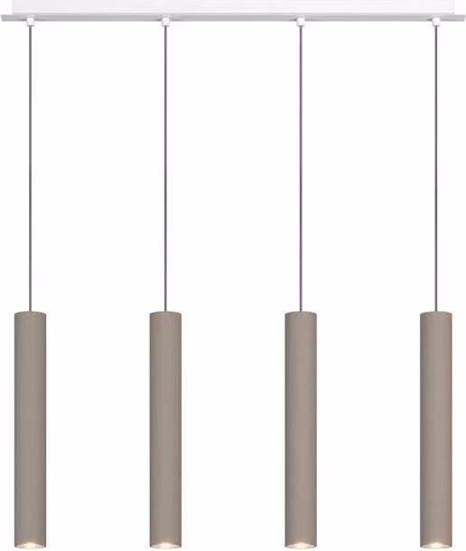 Lampadario Industrial-Minimal Xeana Metallo Bianco Marrone 4 Luci Gu10