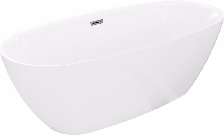 Mexen Luvo Slim vasca da bagno indipendente 170 x 75 cm, bianca, troppopieno gun gray spazzolato - 52801707500-66