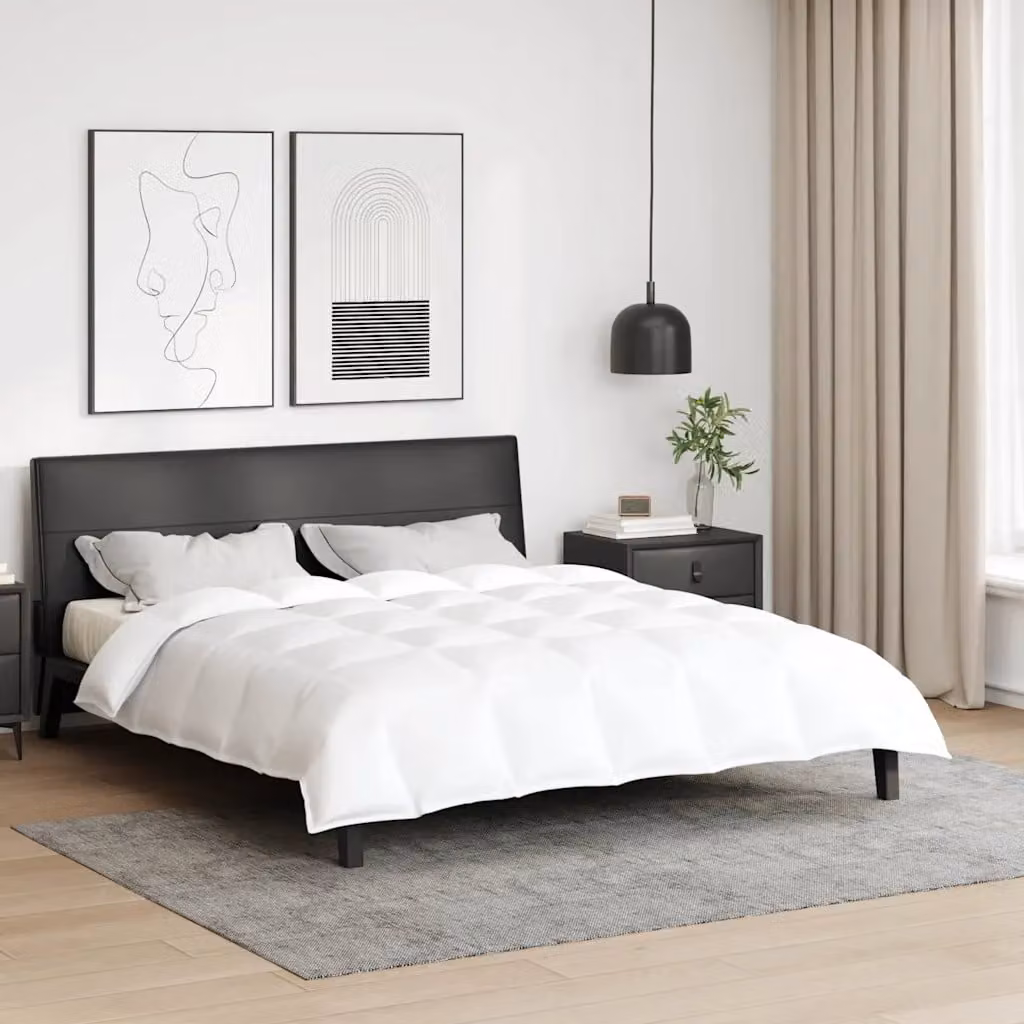 vidaXL Piumone 2-in-1 per quattro stagioni in piuma e cotone bianco L 240 x P 220 cm