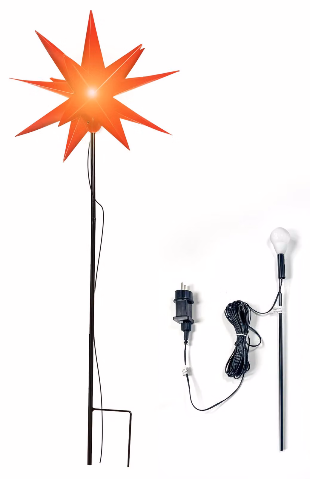 Fanale a LED 3D per esterno, a forma di stella, diametro 57 cm, 18 punte, resistente agli agenti atmosferici, con timer