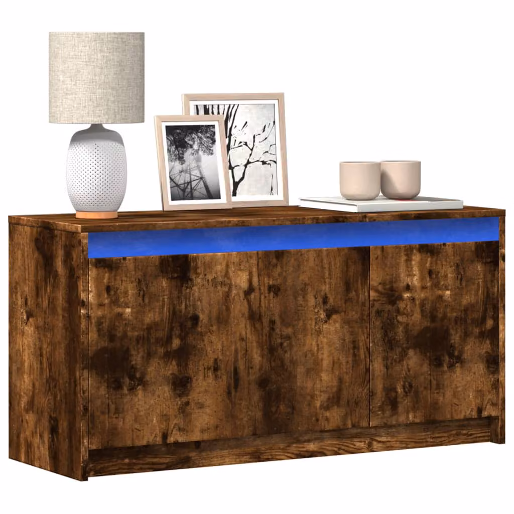 vidaXL Mobile Porta TV con LED in Rovere Fumo, L 100 cm x P 34 cm x H 50 cm