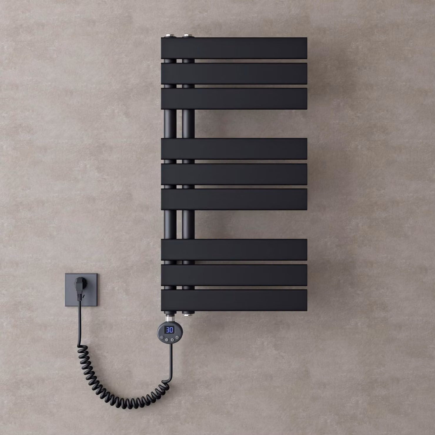 doporro Scaldasalviette Elettrico Bagno con Termostato Digitale e Funzione Timer 76x40cm 600W Antracite, Termoarredo Elettrico Temperatura Regolabile, Radiatore da Parete Verticale - FN