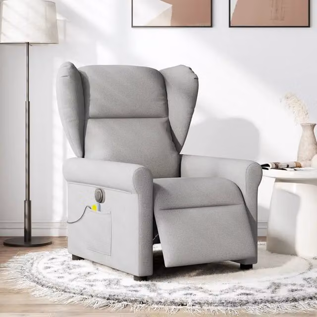 Poltrona Relax Reclinabile Elettrica con Massaggio in Tessuto Grigio