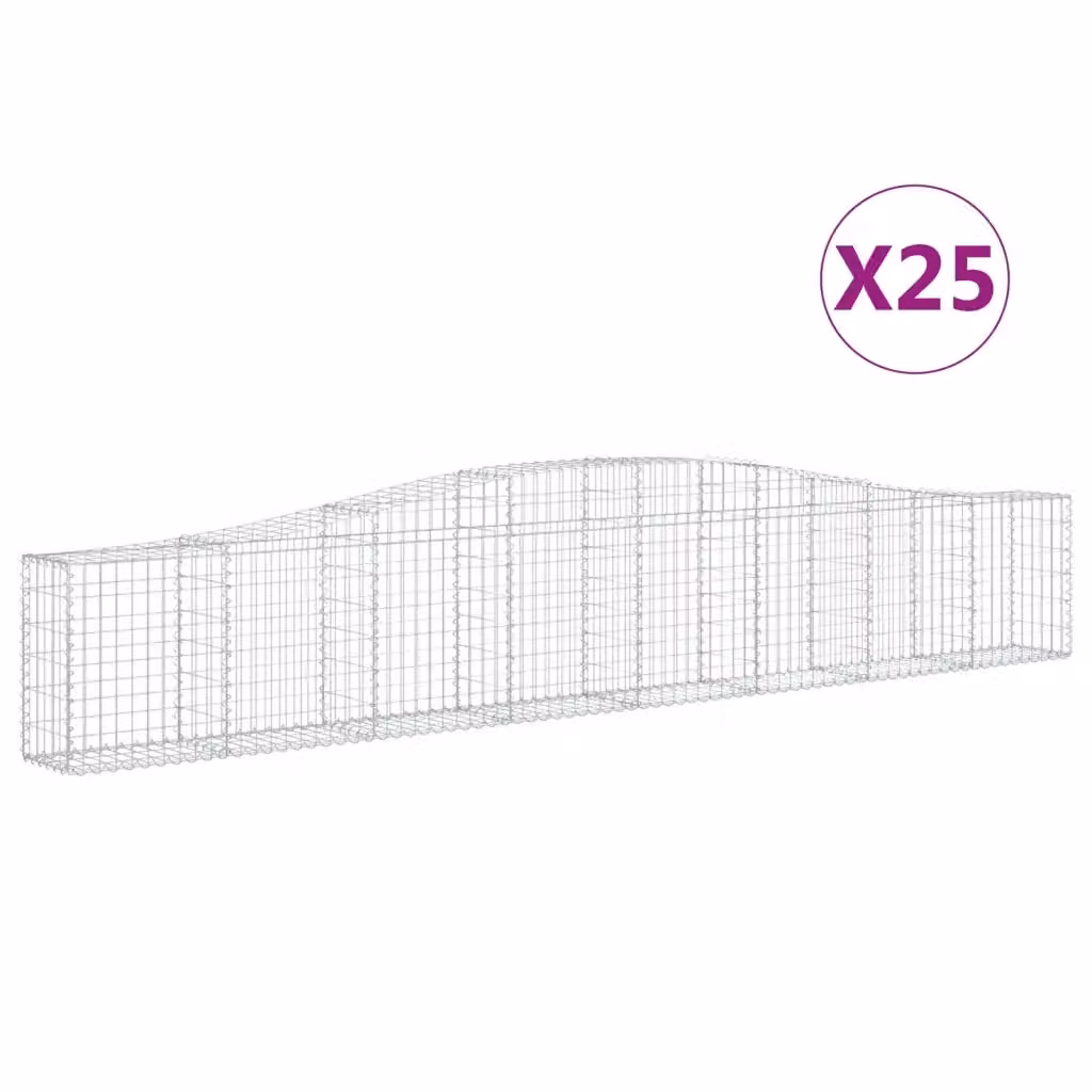 Set di 25 Cesti Gabbioni ad Arco Videx in Acciaio Zincato Grigio Argento L: 400 cm, P: 30 cm, H: 60/80 cm – 2