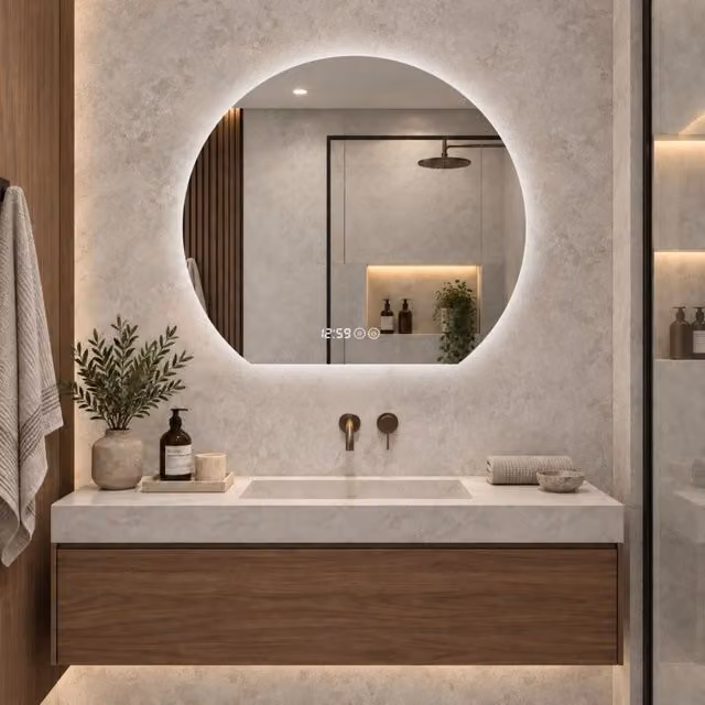 Specchio bagno LED 80 cm argento; vetro 5 mm antiappannamento