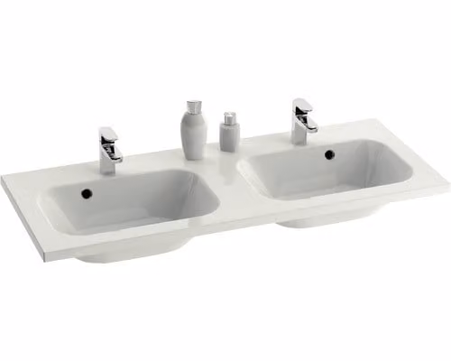 Lavabo doppio RAVAK Chróm in resina minerale, 120 cm, bianco