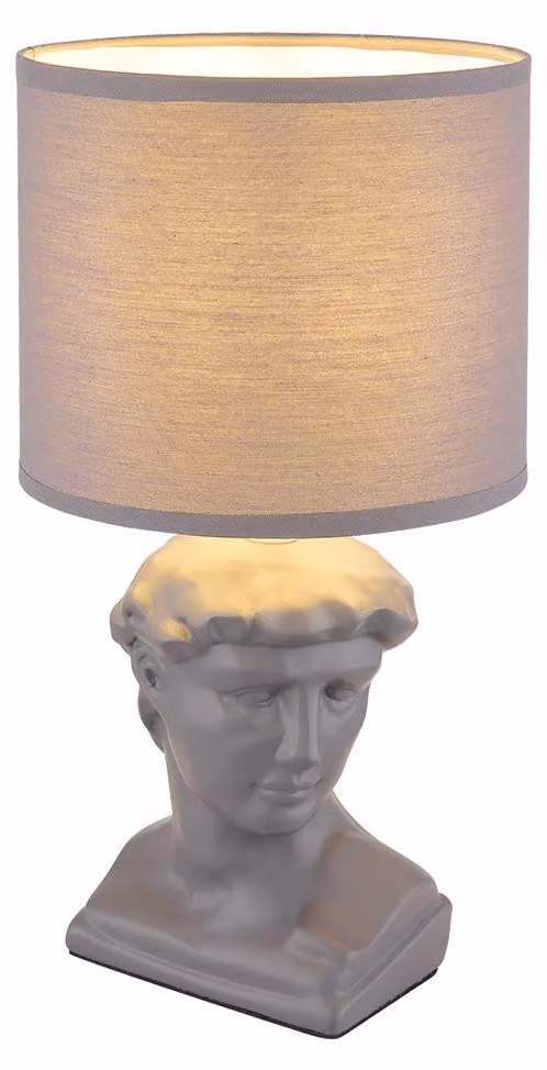 Lampada da tavolo, statua, grigio, tessuto, H 33 cm