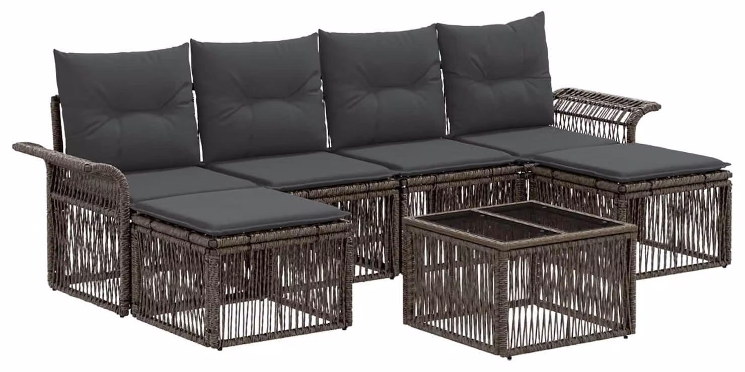 Set Divano da Giardino 7 pcs Grigio polyrattan