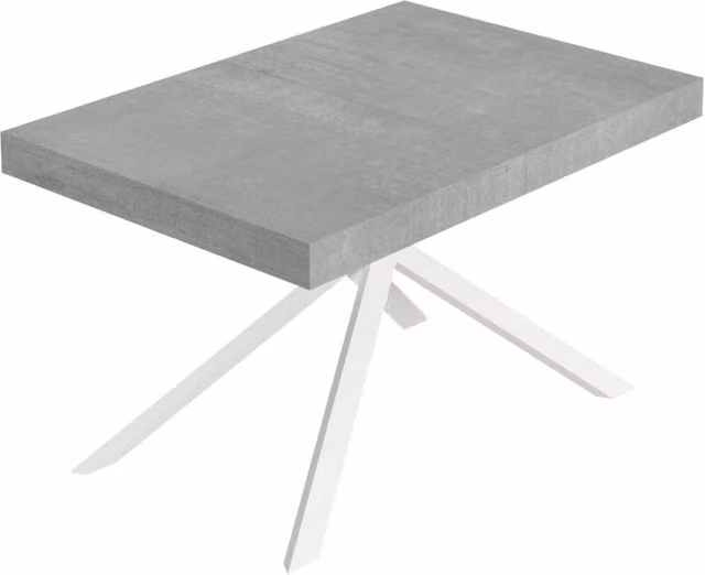 Tavolo allungabile 90x130/234 cm Niketis cemento gambe bianche