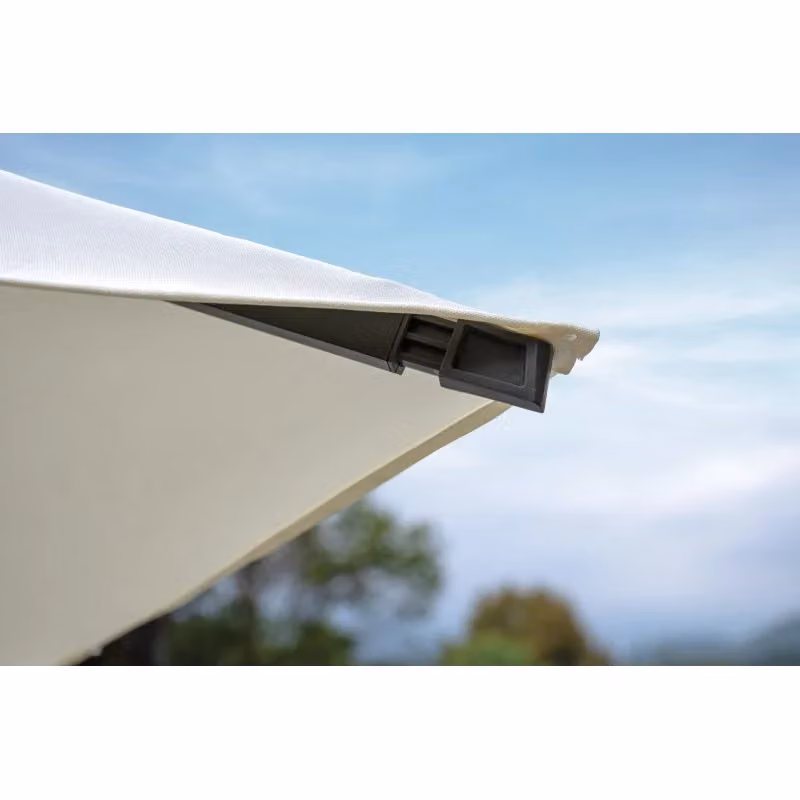 Ombrellone rettangolare Tennessee Moia con mezza base, colore antracite ed ecru, in poliestere 300 g, L: 400 cm x P: 300 cm – 2