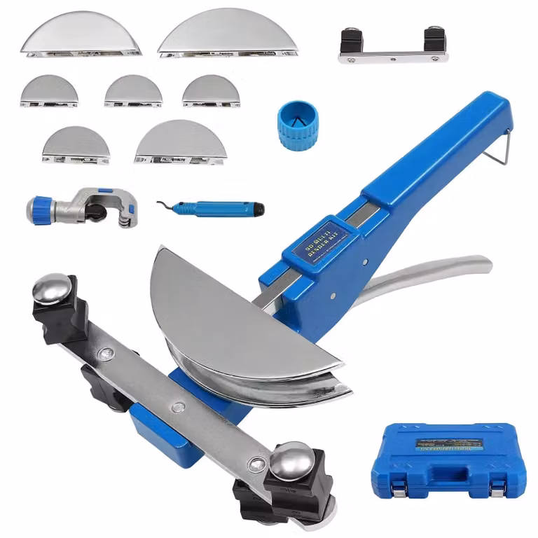 Piegatrice per tubi - Modello manuale CT-999F - 6–22 mm - Angolo di piegatura fino a 90° - Tagliatubi - Adatta per rame e alluminio - Acciaio inossidabile - Colore: blu