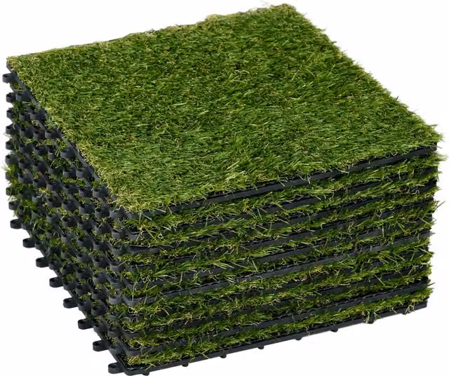 Outsunny Piastrelle da Giardino con Erba Sintetica Verde, Set da 10 Pezzi, L/P: 30 x 30 cm – 1