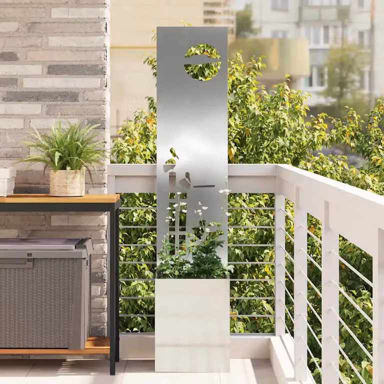 vidaXL Paravento per privacy in giardino in acciaio galvanizzato, Argento, L/P/H: 32 x 32 x 150 cm