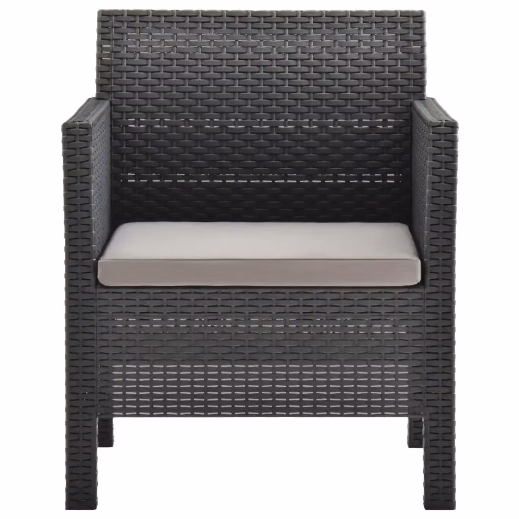 Sedia da giardino moderna in rattan con braccioli e cuscini antracite L: 63 cm, P: 65 cm, H: 76 cm – 2
