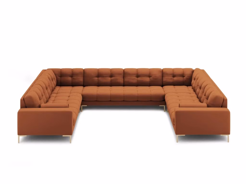 Divano panoramico Bali di Cosmopolitan Design, modello a L per 9 posti in tessuto strutturato arancione, L: 327 cm, P: 159 cm, H: 75 cm – 2