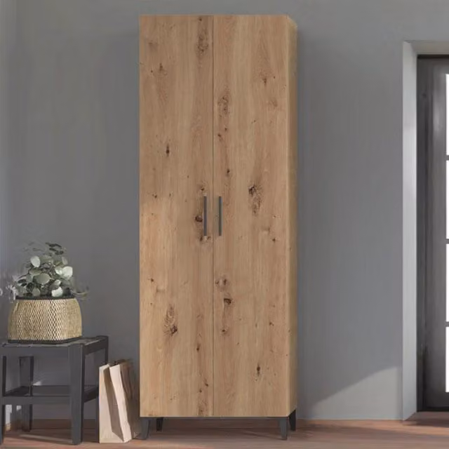 Scarpiera Moderna DMORA Ciminna con Ante a Battente in Rovere Marrone L: 67.5 cm, P: 35 cm, H: 195 cm – 1