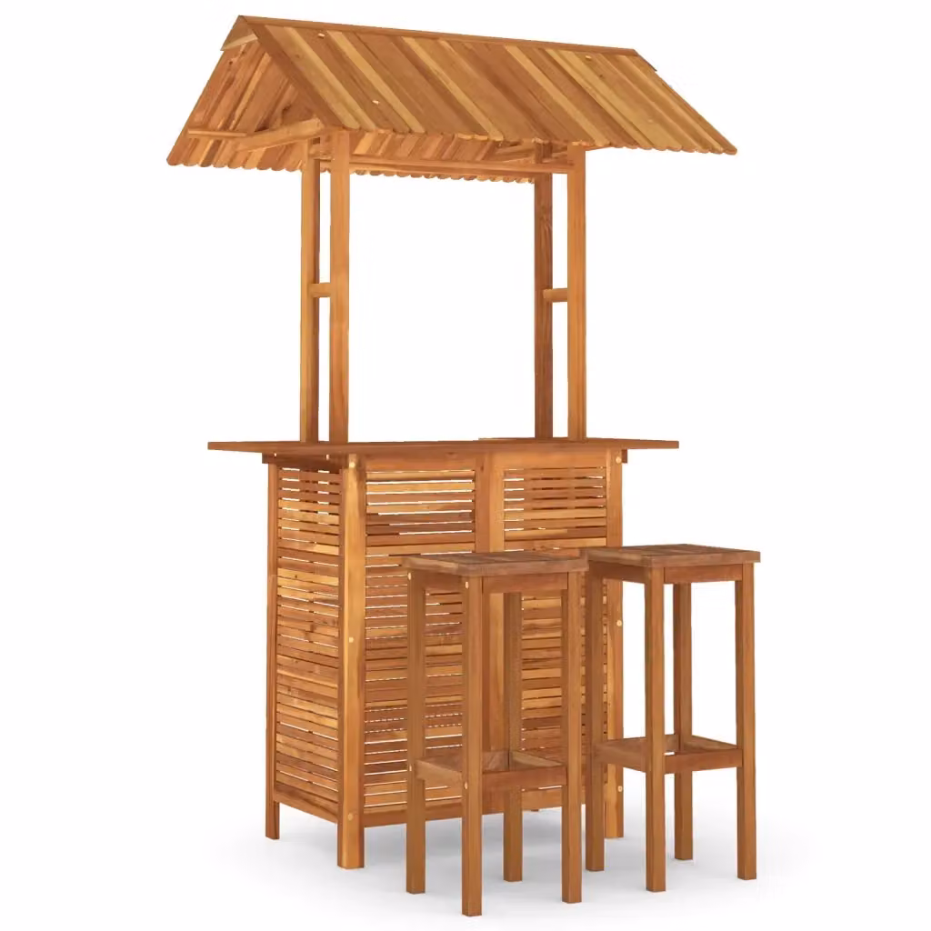 Set da Bar per Giardino vidaXL in Legno di Acacia Marrone, 3 Pezzi – 2