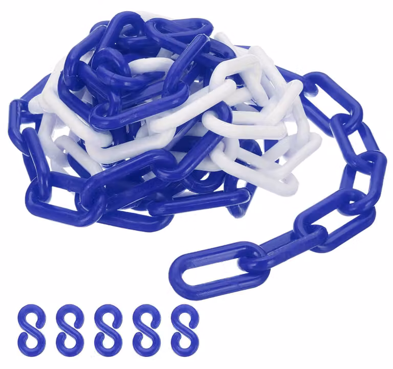 Catena in plastica da 8 mm, 3 metri, blu/bianca, per barriera di sicurezza