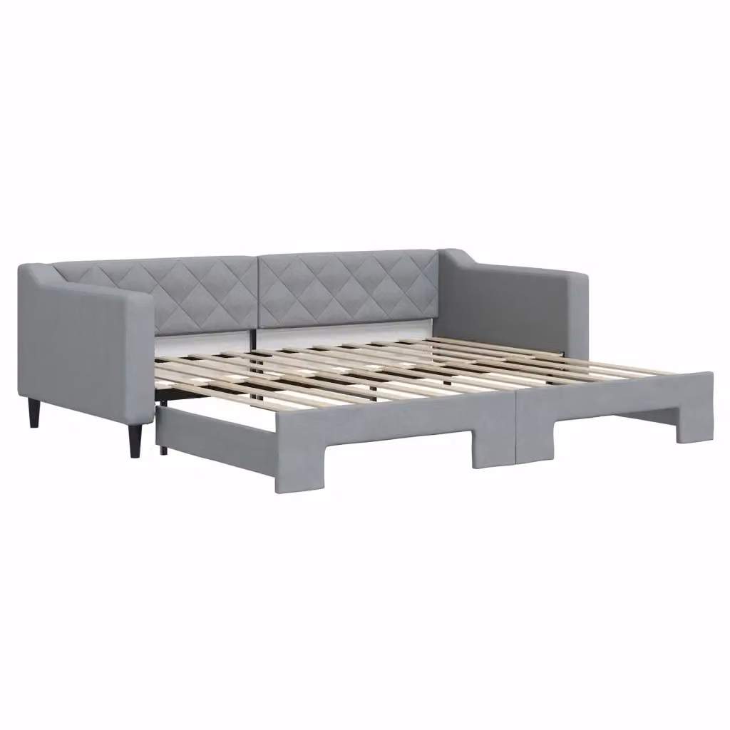 Divano Letto con Letto Estraibile vidaXL Grigio Chiaro in Tessuto per Soggiorno e Camera da Letto 90x200 cm – 2