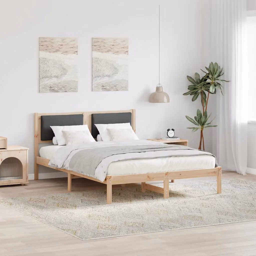 Struttura del letto vidaXL in pino massello grigio L/P/H: 205.5 x 155.5 x 150 cm – 1