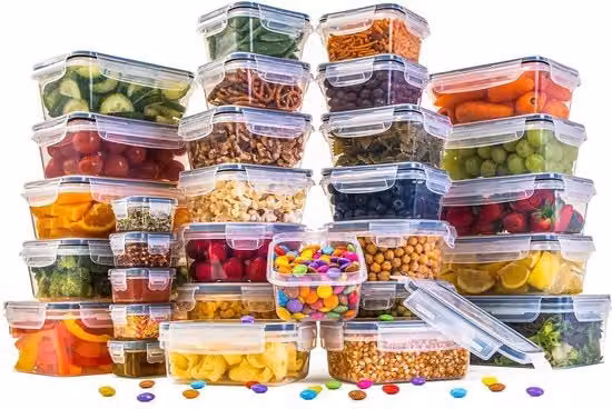 Set di contenitori a chiusura ermetica per alimenti - contenitori alimentari in plastica con coperchi - contenitori di magazzino e cucina a chiusura ermetica - set di preparazione pasti con coperchi - 60 pezzi (30 contenitori + 30 coperchi)
