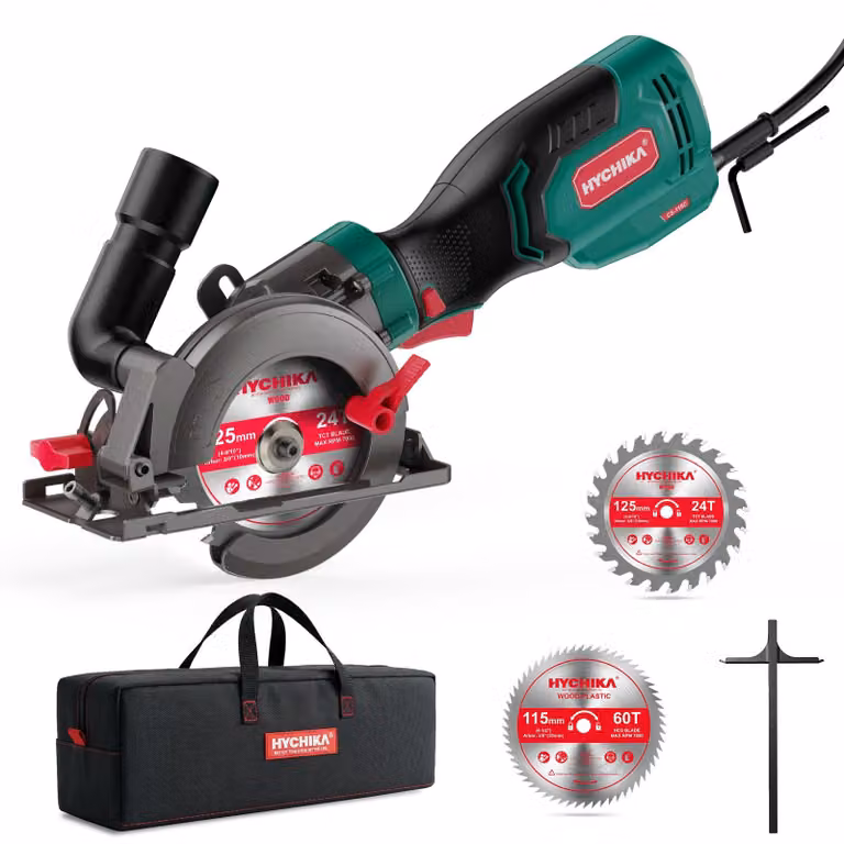 Seghetto circolare portatile HYCHIKA, 750W, 3500 giri/min, con custodia e 3 lame di ricambio