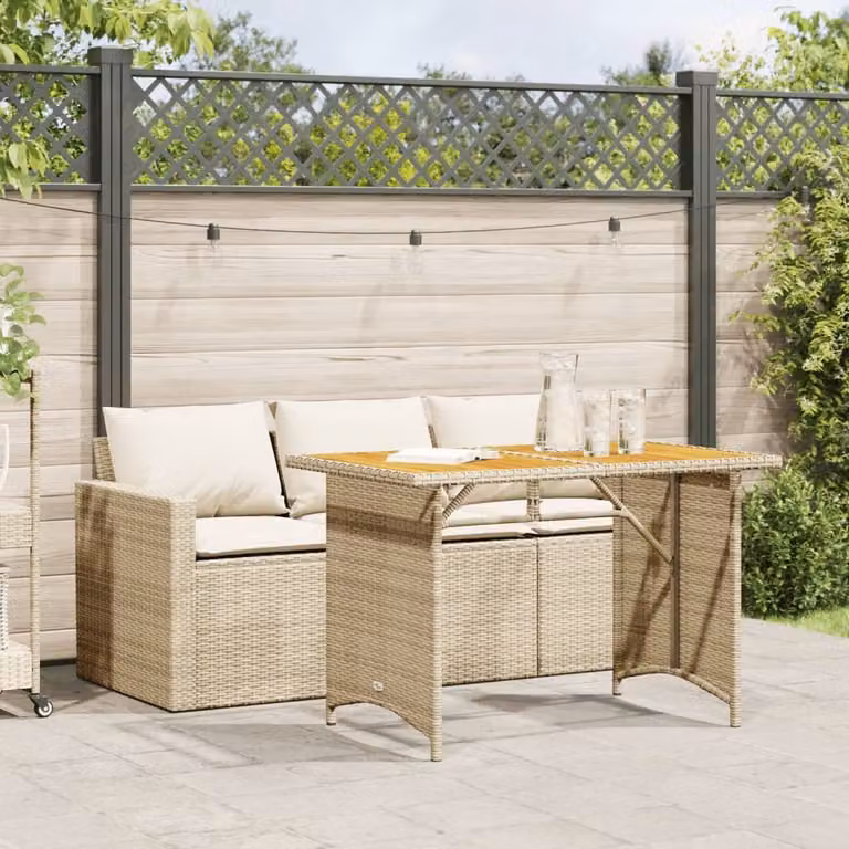 Maison Exclusive - Set da pranzo da giardino 2 pezzi con cuscini in polyrattan beige