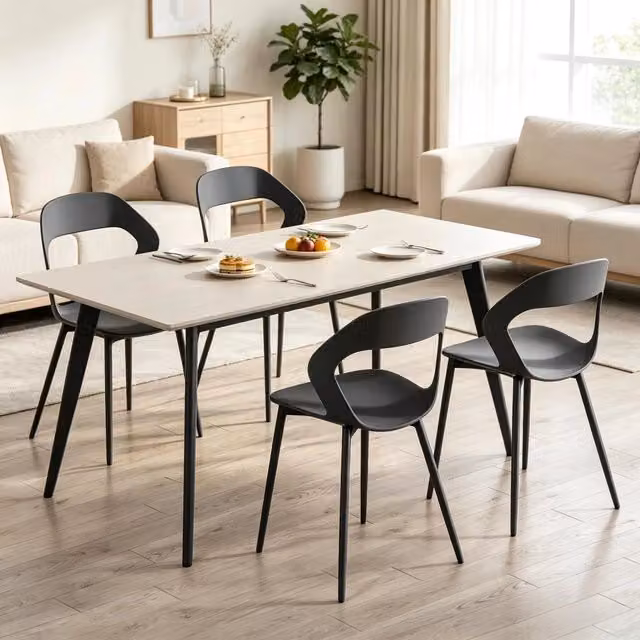 Set di 4 sedie da pranzo MIVRAY in polipropilene grigio con schienale ergonomico e gambe in metallo