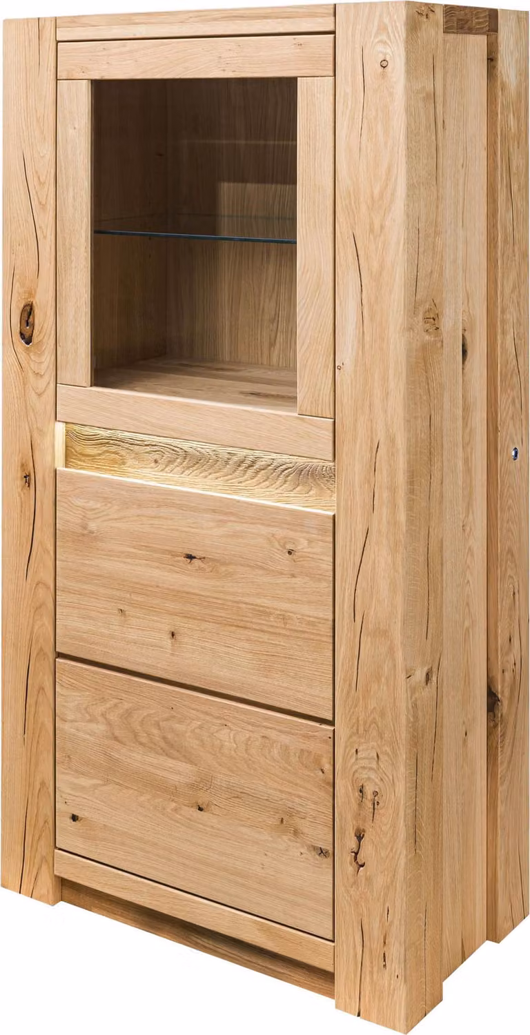 MASSIVMOEBEL24 | Credenza in legno di quercia selvatica 73x40x142 oliato beige KENT #206