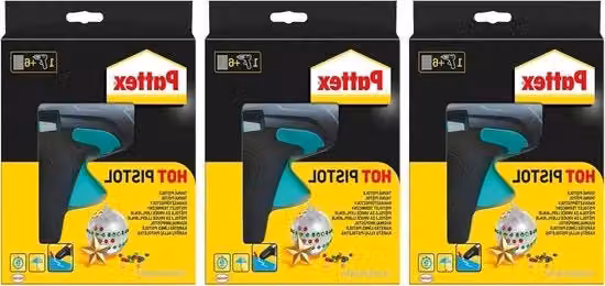 Kit di fissaggio rapido Pattex con 3 pistoni e 18 stecchi di colla nera da 11 mm