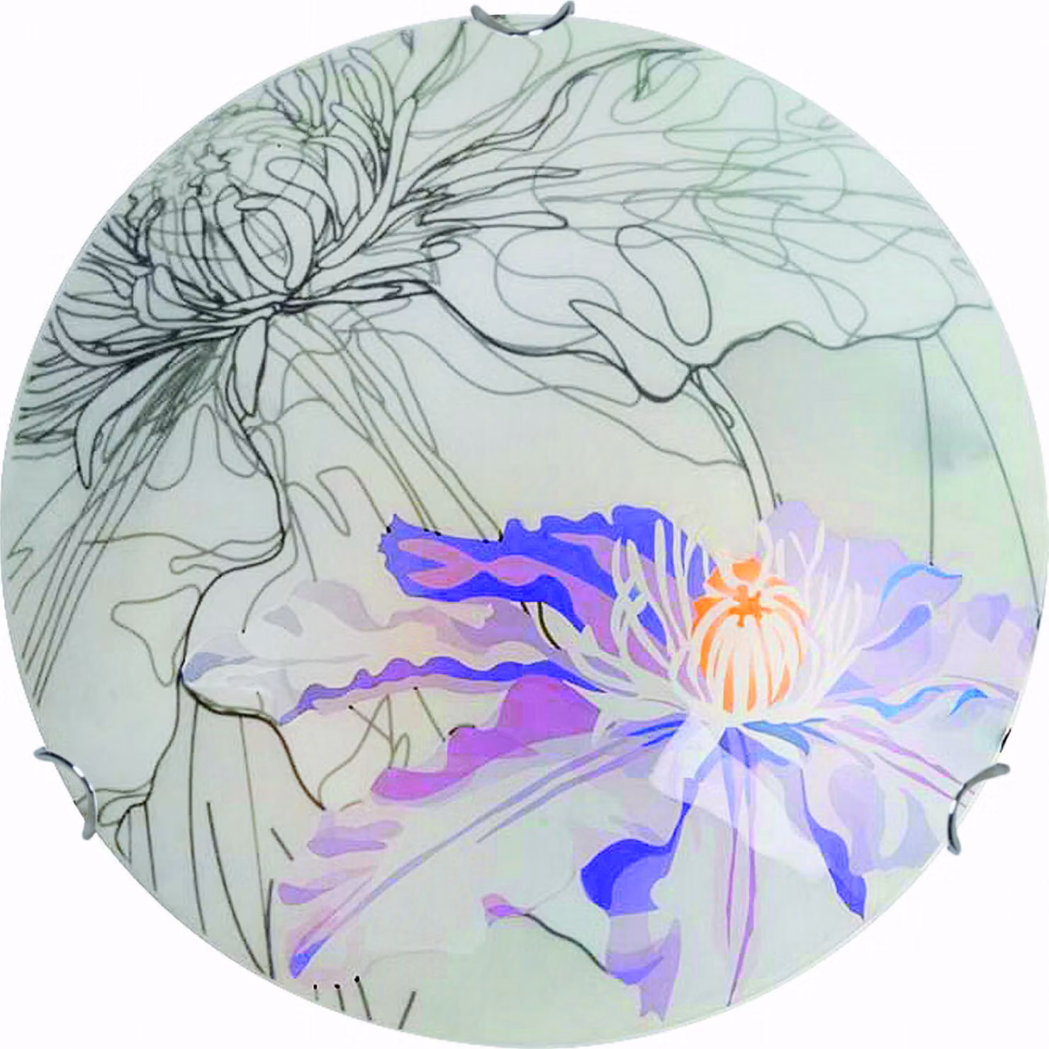 Plafoniera rotonda SPRING cromata viola 1xE27x40W vetro, dimensioni: 9x30x30 cm, IP20 Candellux