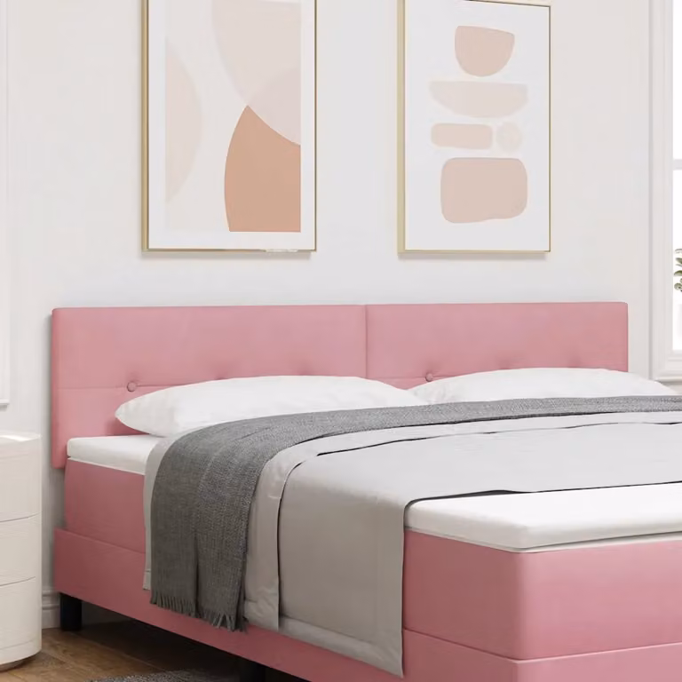 Testiera per letto vidaXL in velluto rosa con illuminazione LED integrata, Larghezza: 180 cm