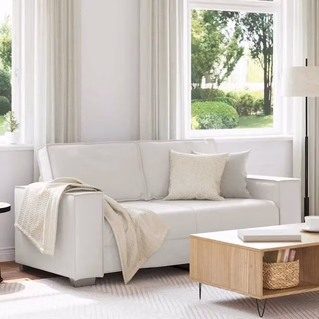 Divano a due posti moderno vidaXL in pelle sintetica bianco L: 180 cm, H: 78 cm, P: 84 cm