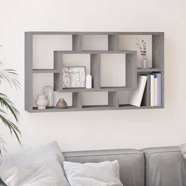 vidaXL Scaffale a Muro Moderno con 8 Scomparti Grigio Opaco