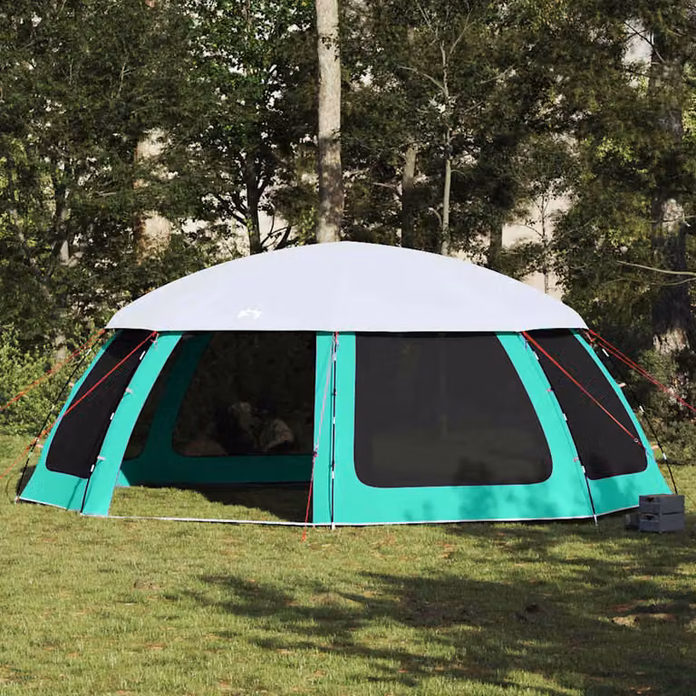 Tenda da piscina a cupola vidaXL con pareti in rete e copertura rimovibile, verde turchese, L: 690 cm, H: 280 cm