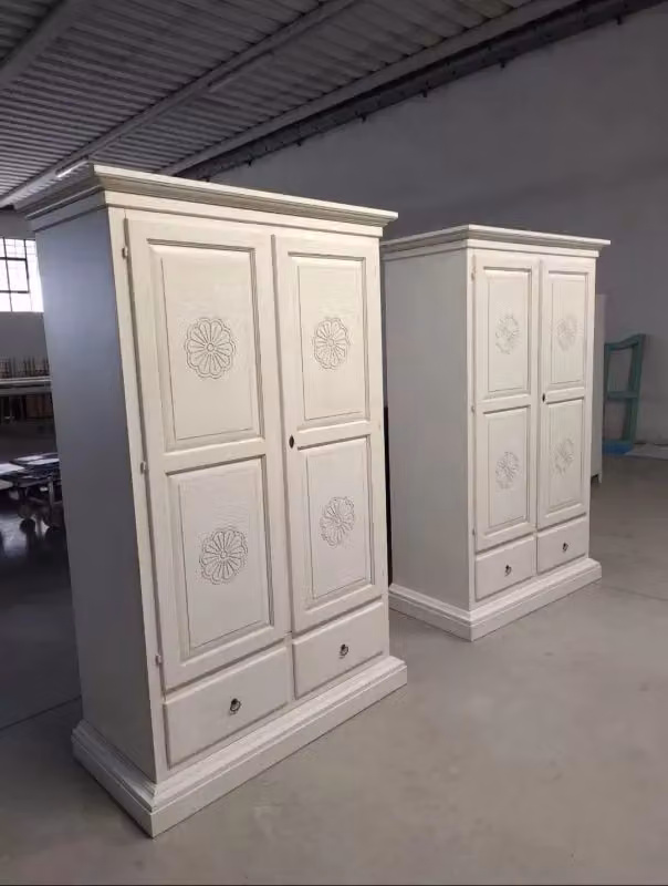 Armadio 2 porte in legno stile shabby chic bianco Mobili 2G L/P/H: 125 x 61 x 200 cm – 2