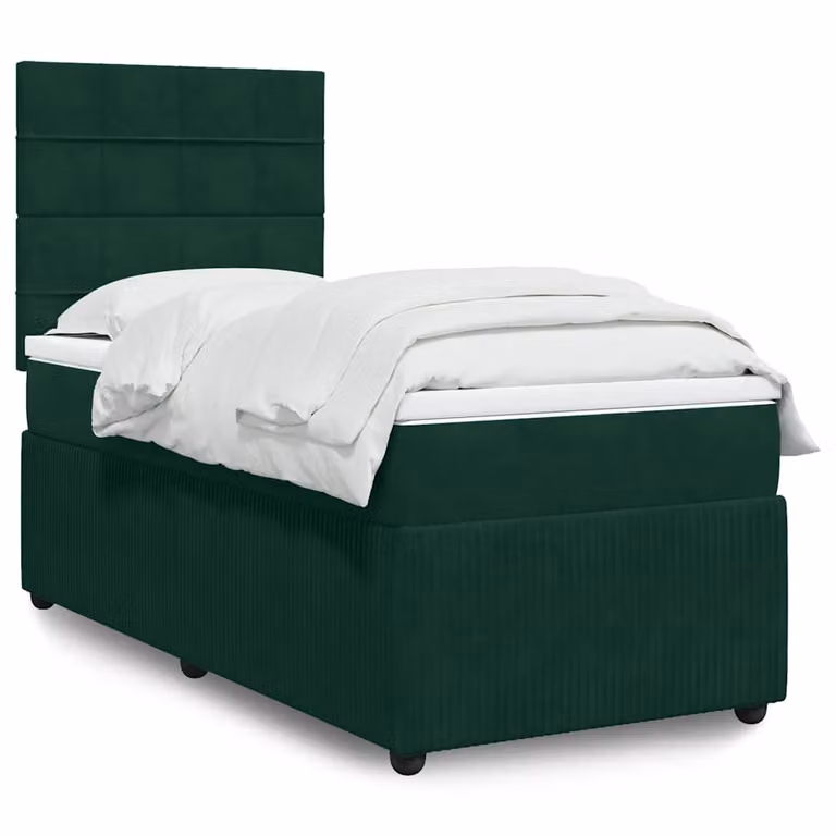 vidaXL Giroletto a Molle con Materasso in Velluto Verde, L 100 cm x P 200 cm