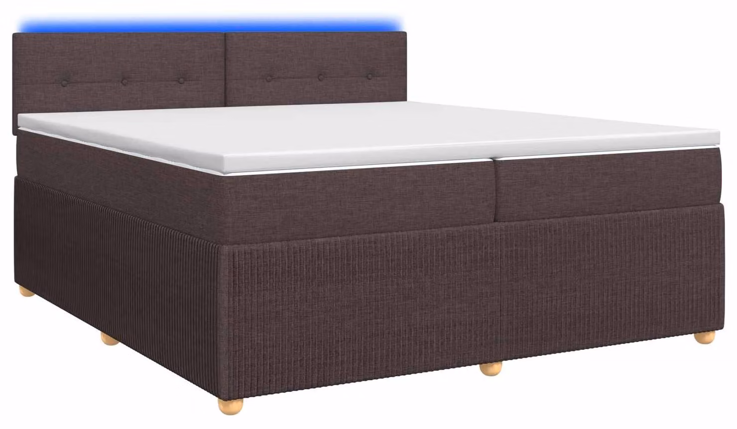 Letto a molle con materasso marrone scuro 200 x 200 cm in tessuto