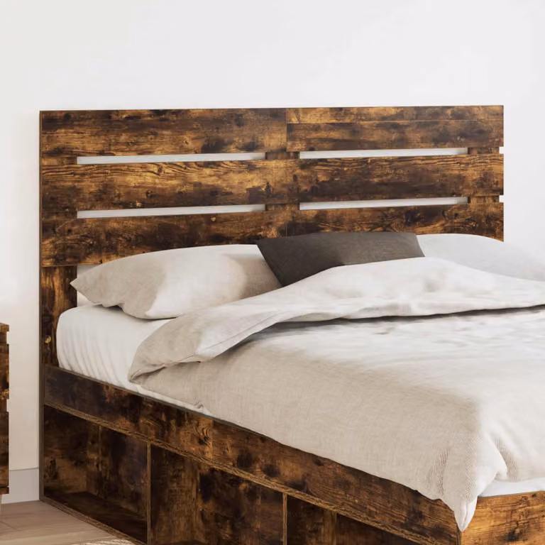Testiera per letto moderna vidaXL in legno ingegnerizzato rovere fumé marrone