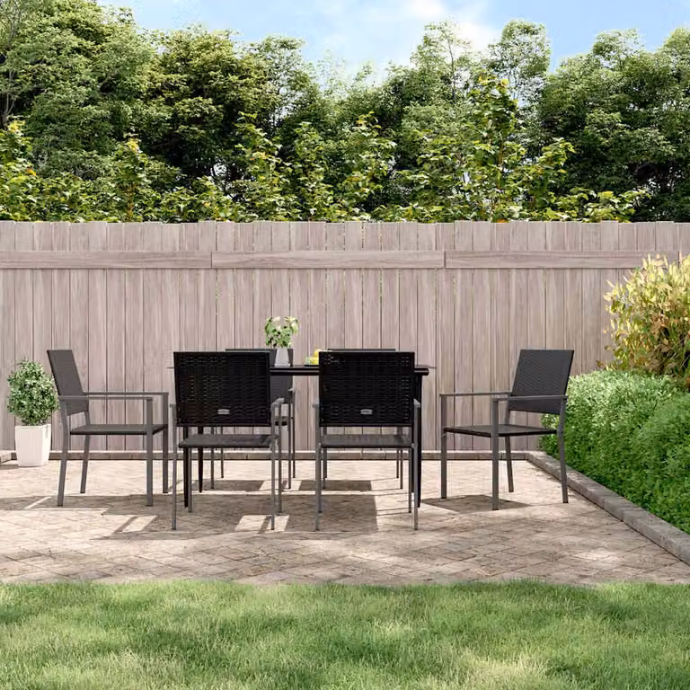 Set di 6 sedie da giardino vidaXL in polyrattan nero con braccioli L/P/H: 54 x 62,5 x 89 cm