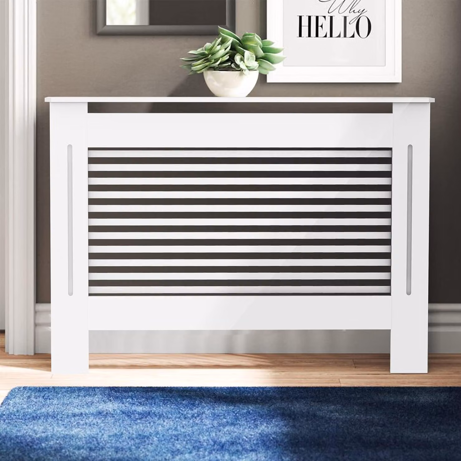 Copertura in legno per radiatore, alta 92 cm, con listelli verticali