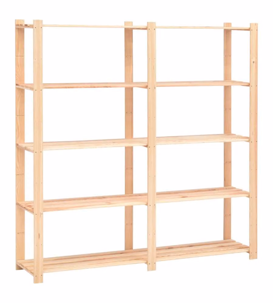Scaffali a 5 Livelli 10 pz 170x38x170cm in Massello Pino 500 kg