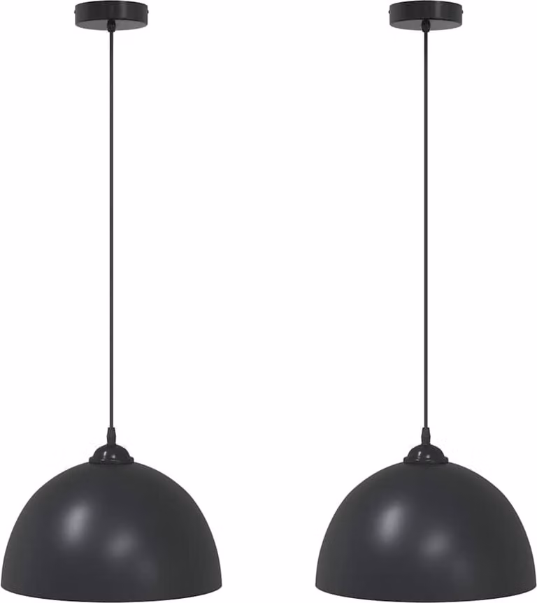 Lampada a Sospensione 2 pz Regolabile E27 Nero Ø 30 cm Metallo