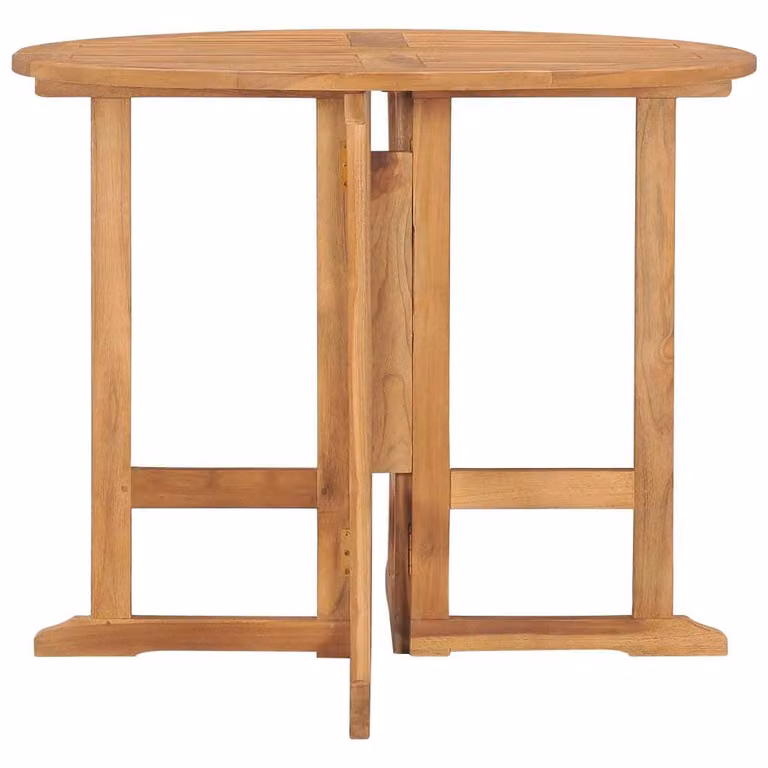 Tavolo da Giardino Pieghevole Ø90x75 cm in Massello di Teak