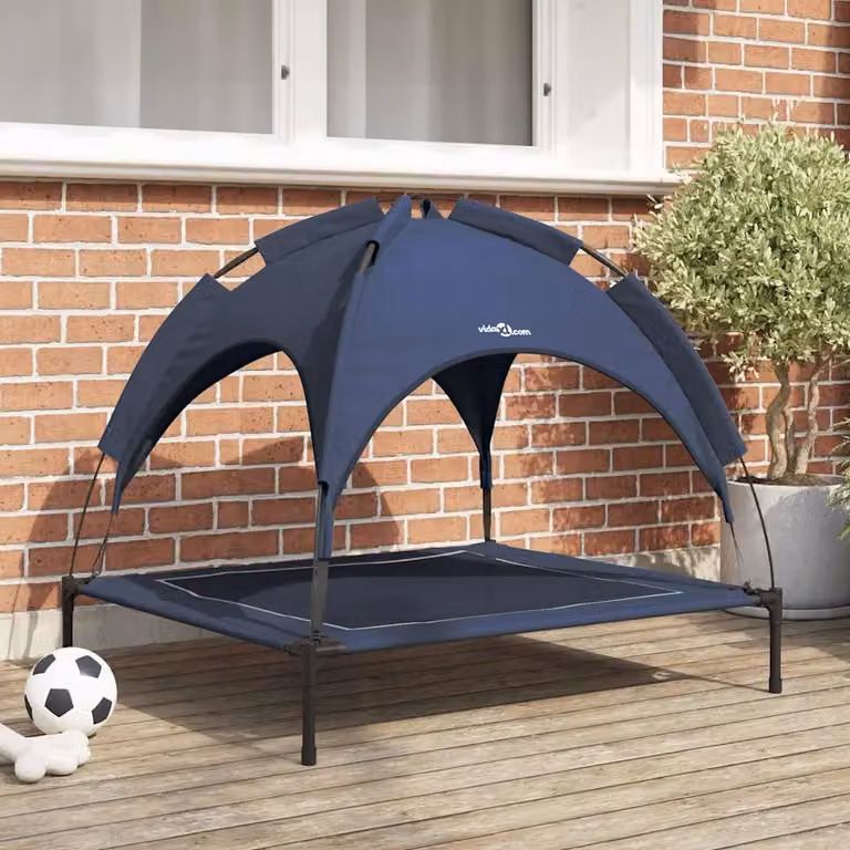 Letto per cani vidaXL in metallo blu navy con coperta rimovibile L 90 cm x P 81 cm x H 80,5 cm