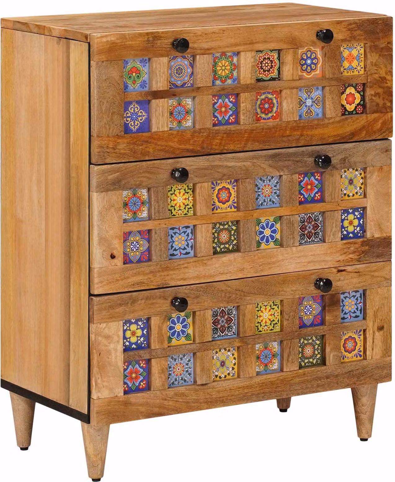 Credenza Naturale 60 x 33 x 75 cm Legno di mango massello